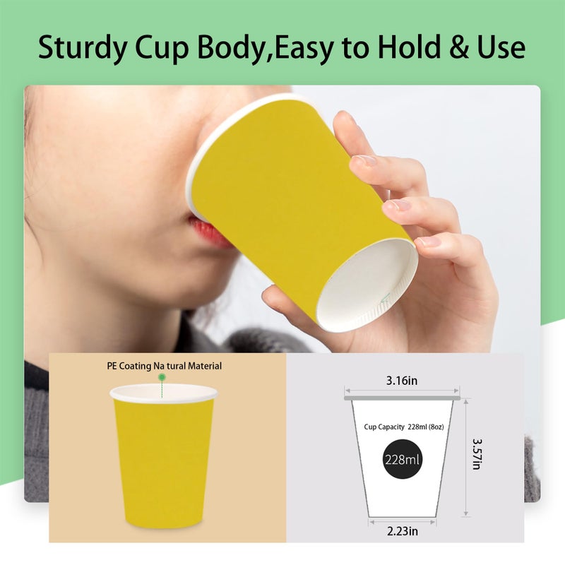 Yes Fresh Yes!Fresh Hot Party Paper Cups, 8 Ounce, 50 Count, Multiple Colors (Yellow) - Image 3